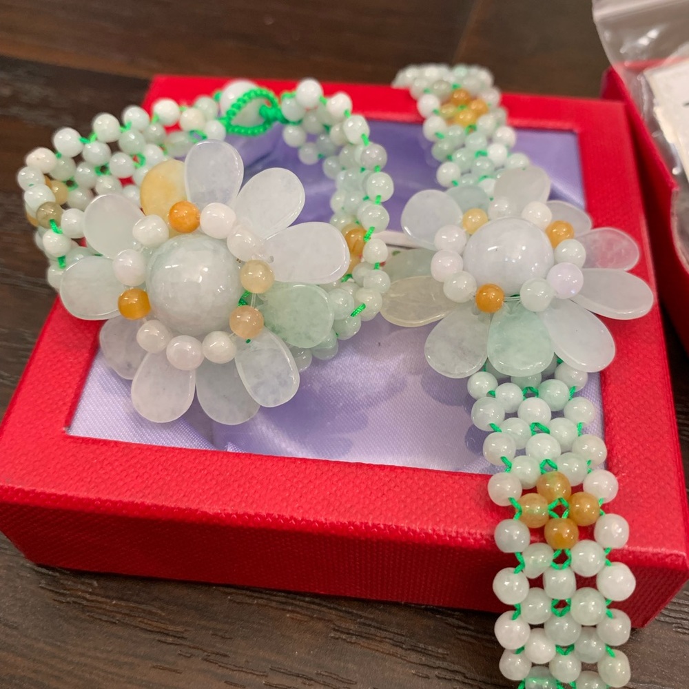 Natural Jade Cherry Blossom Bracelet. $45 each